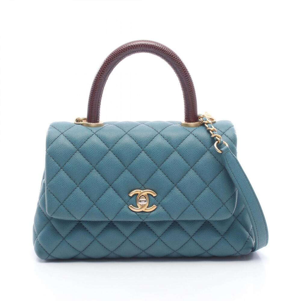 Chanel Coco Handle Flap Matelasse Handbag Caviar Skin Grained Calf Exotic